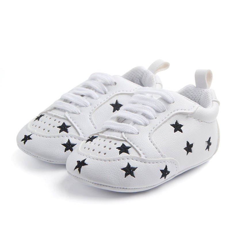 Sports Red Heart Five-star Baby's Shoes Toddler Shoes Soft Bottom Children's Sports Shoes White