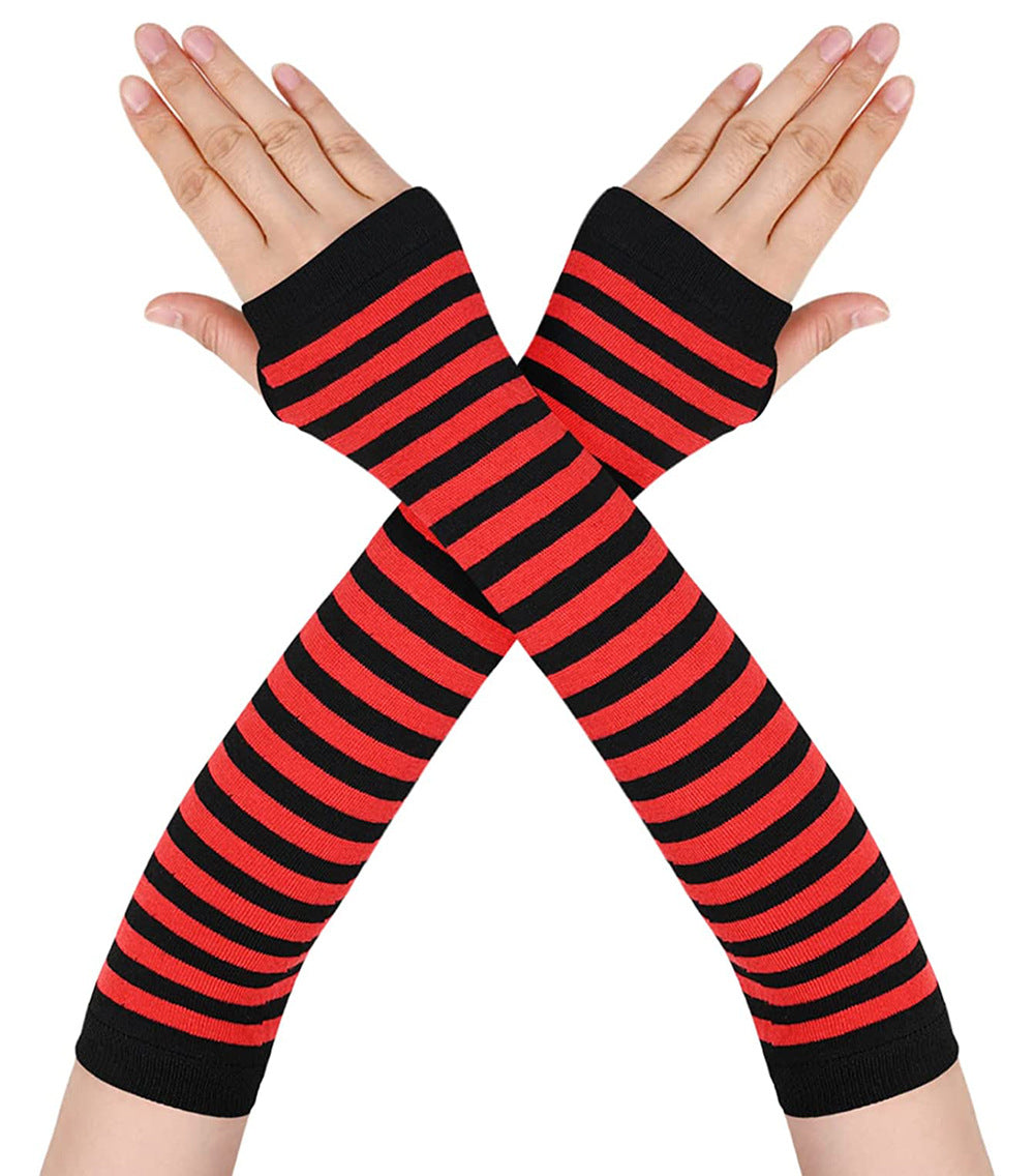 Fingerless Oversleeve Dark Lolita Striped Cross Long Cosplay Oversleeve Sheath