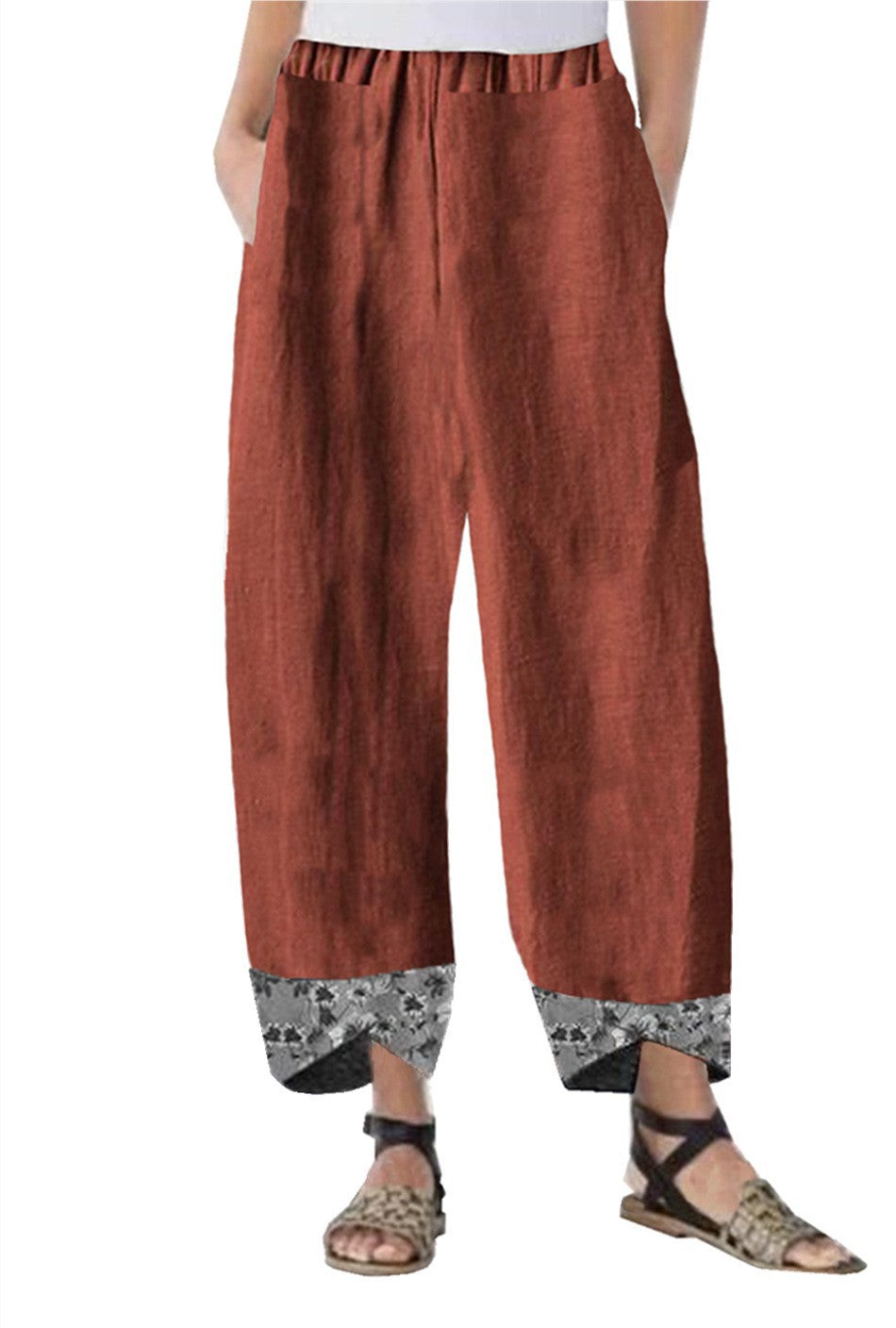 Womens Printed Patchwork Pants Printed Patchwork Skinny Pants