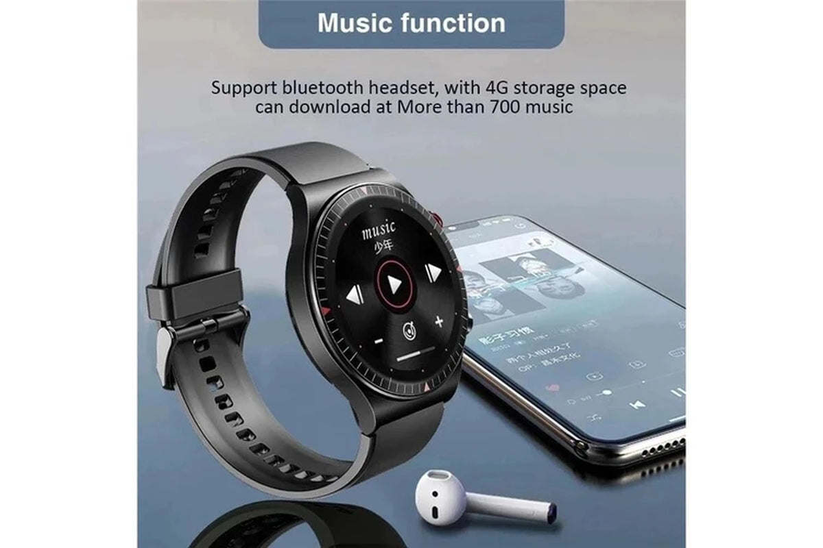 2024 New 4G ROM Bluetooth Call Smart Watch Men Local Music Heart Rate Fitness Tracker Smartwatch for Huawei GT2 Pro Xiaomi Phone - Mesh Belt Silver