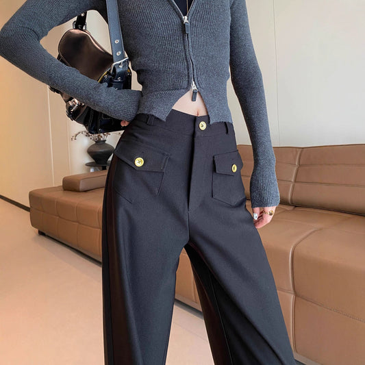 High Waist Drooping Casual Straight-leg Lazy Loose Pants