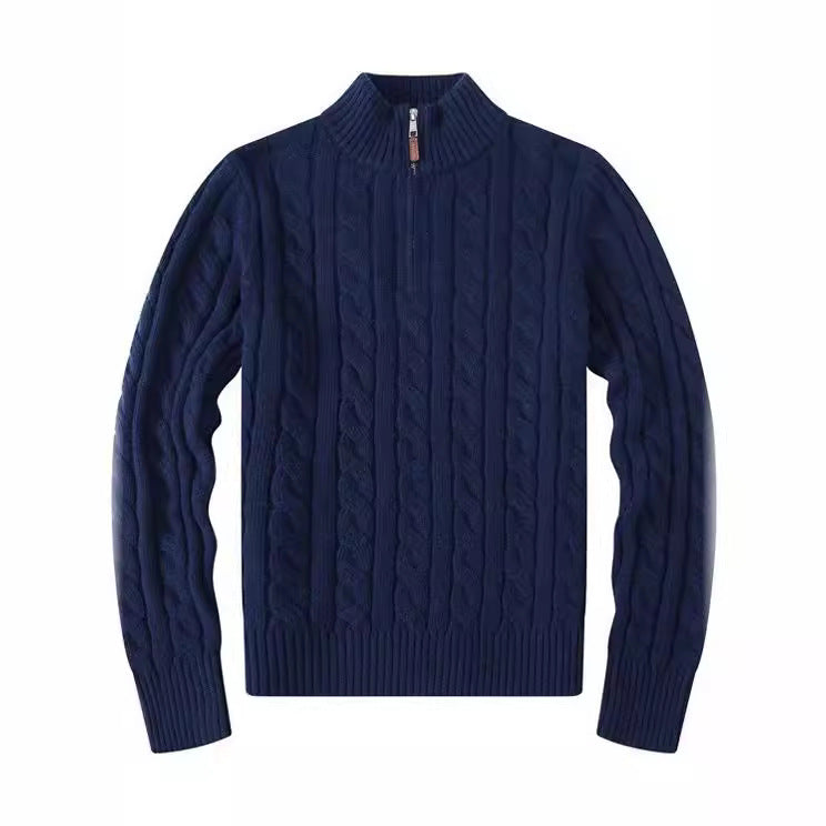 Small Embroidered Men's Sweater Half-height Zip Knitwear Business
