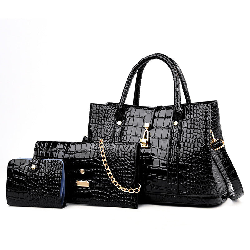 Women's Fashion Large Capacity Crocodile Buckle Baby Diaper Bag