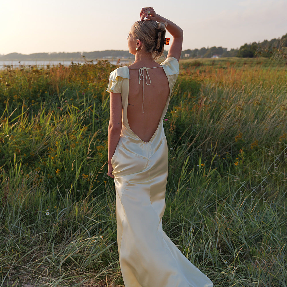 Womens Stylish And Sexy Backless Strap Dress