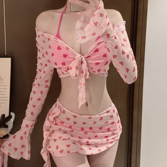 Heart Shaped Bikini Three Piece Set