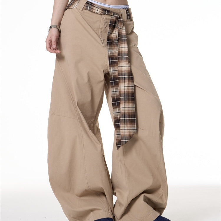 American Retro Hot Girl Khaki Machete Casual Wide-leg Pants