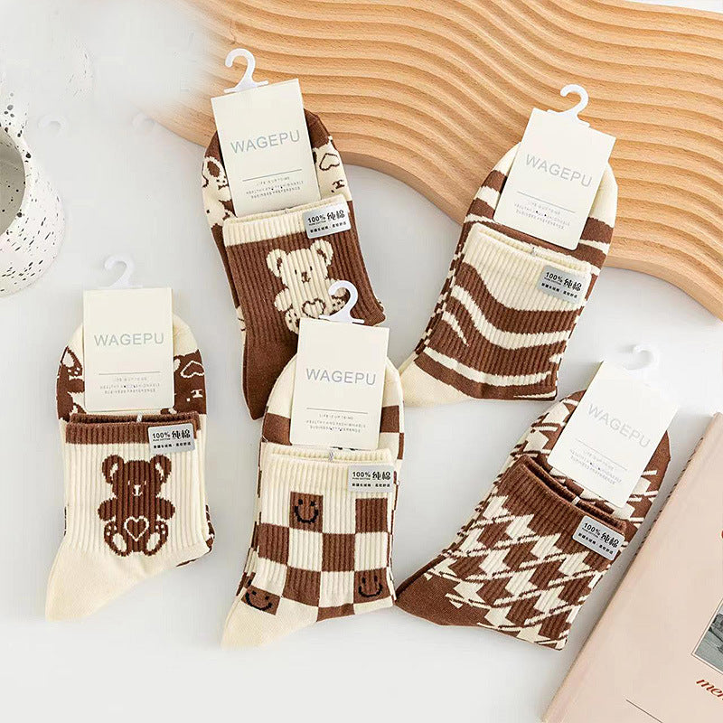 Cartoon Bear Ins Three-dimensional Flower Tulip Stockings Female