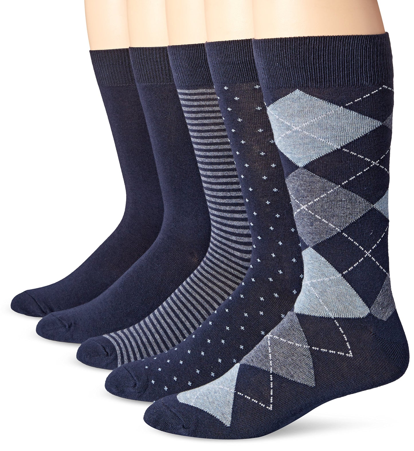 Amazon Essentials herr 5-pack Patterned Dress Socks Klänningsstrumpa (5-pack)