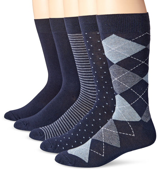 Amazon Essentials herr 5-pack Patterned Dress Socks Klänningsstrumpa (5-pack)