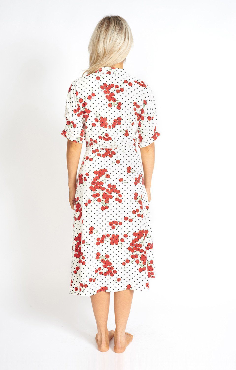 Cherry and  Polka Dot Wrap Style Dress