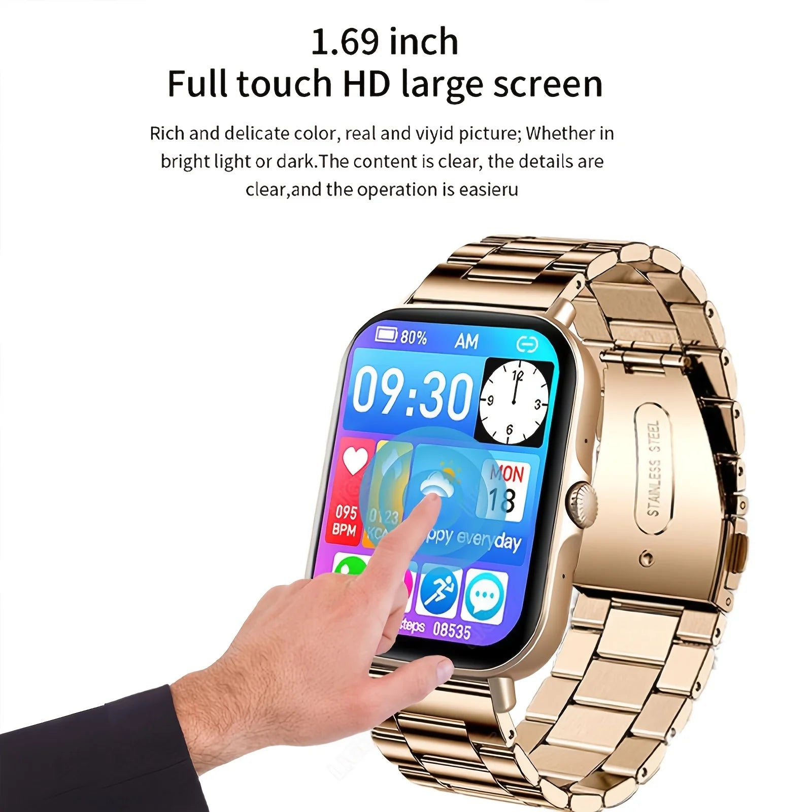 Smart Full Touch Sports Watch with Body Temperature Monitor, Dial & Call Function, Stay Connected Anytime and Anywhere