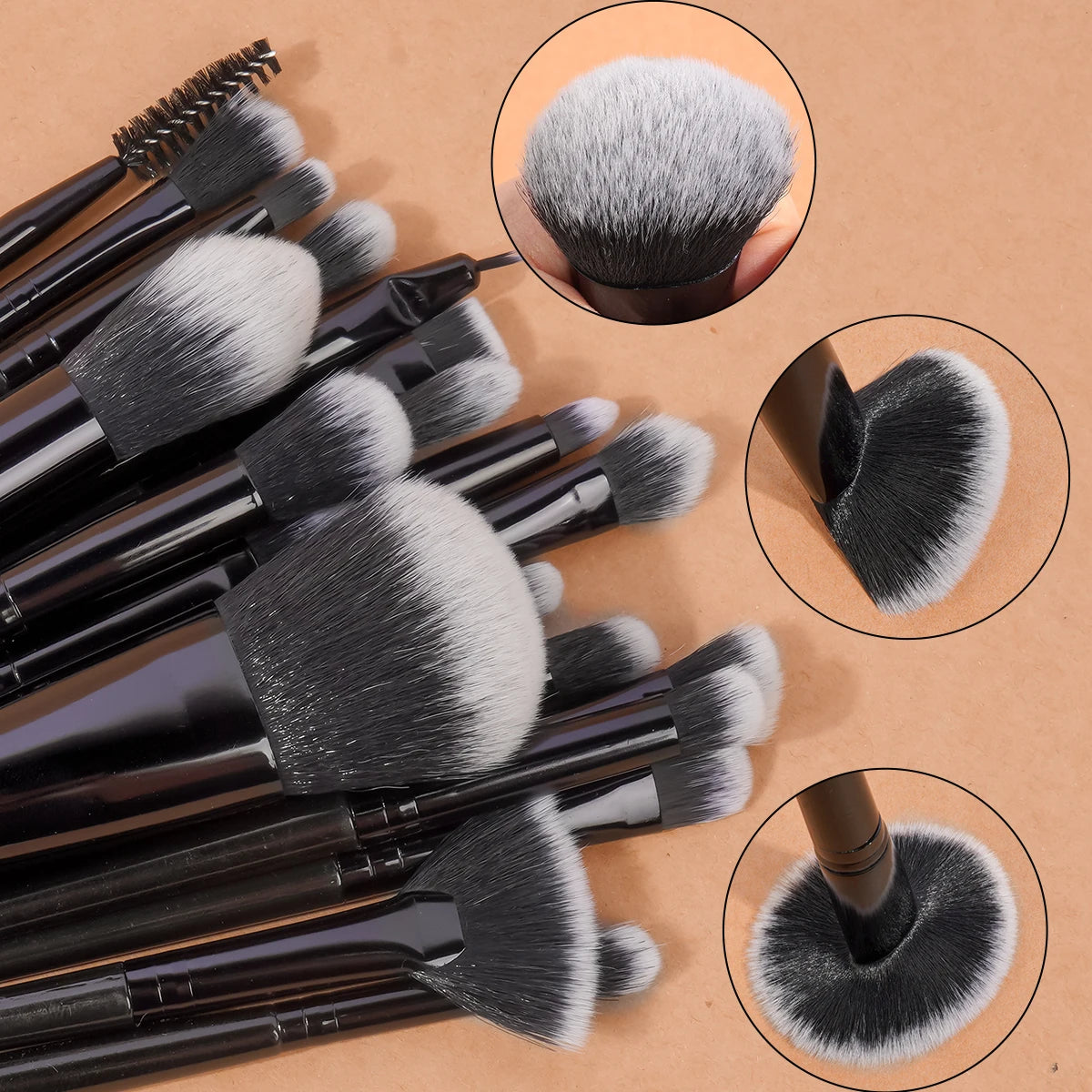 29-Piece Professional Makeup Tool Kit: 20 Makeup Brushes and 9 Makeup Sponges Including Air Cushion and Finger Puff, Portable Design