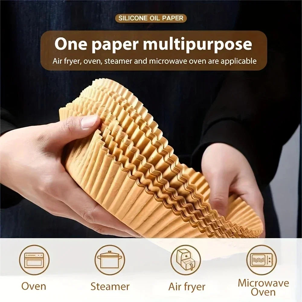 50pcs/Set Air Fryer Disposable Paper Parchment Wood Pulp Steamer