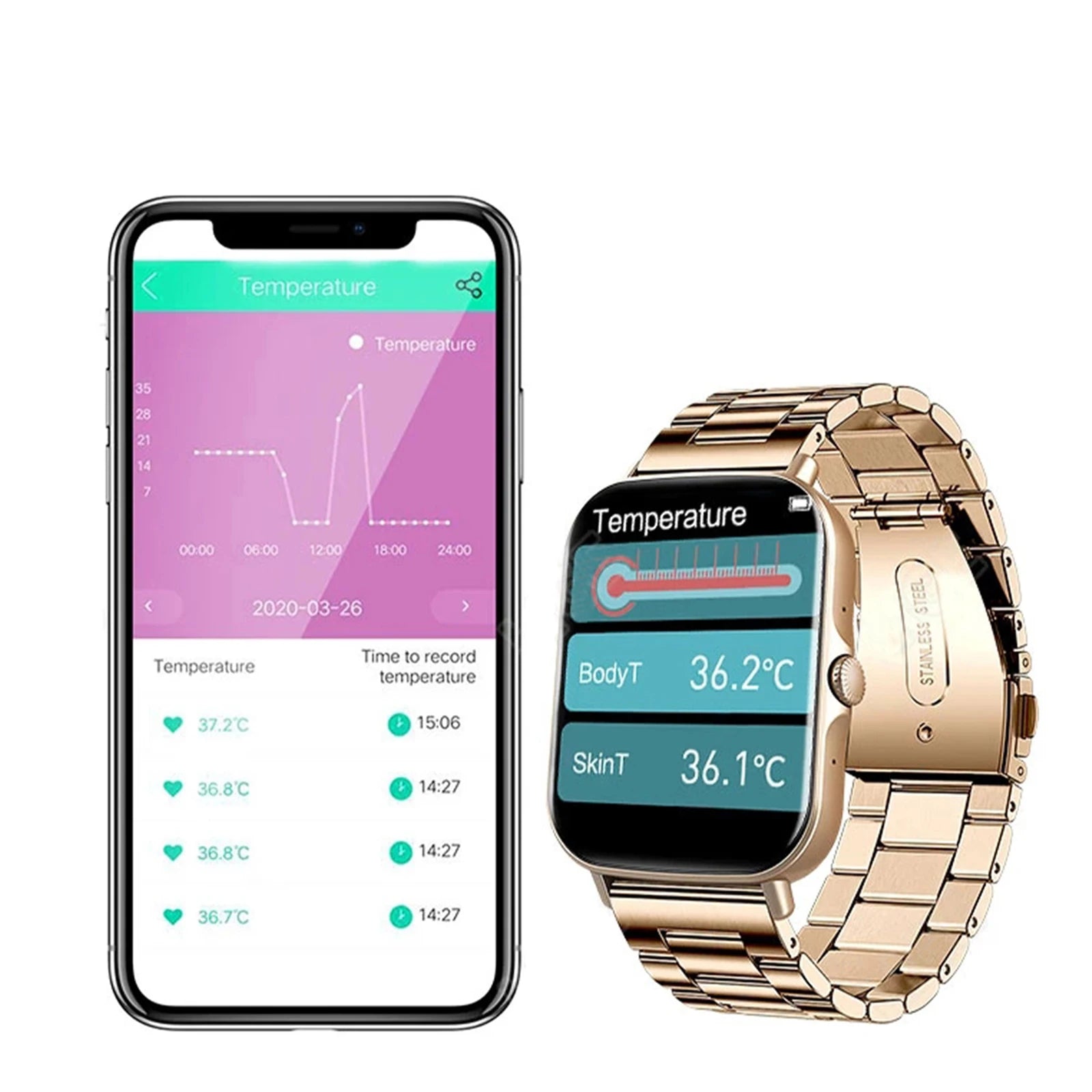 Smart Full Touch Sports Watch with Body Temperature Monitor, Dial & Call Function, Stay Connected Anytime and Anywhere