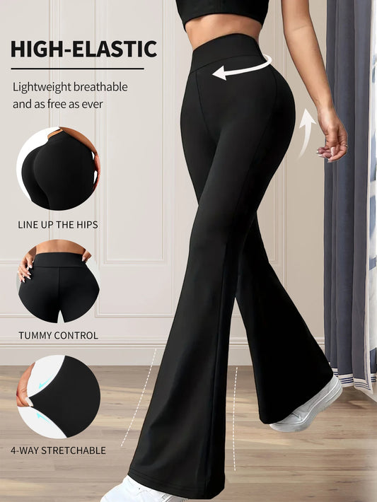 Women's spring and summer high waisted tight fitting flared pants,
