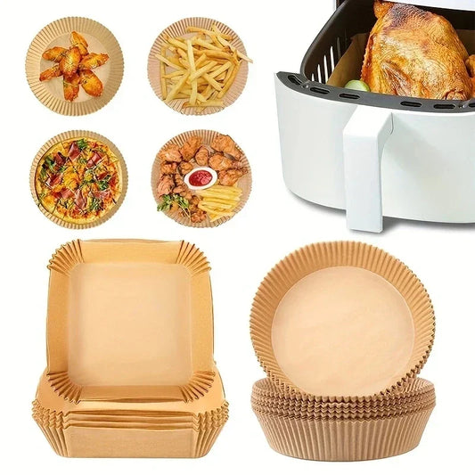 50pcs/Set Air Fryer Disposable Paper Parchment Wood Pulp Steamer