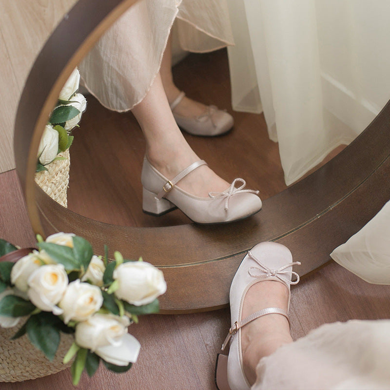 Women's Fashion Satin Bow Heels