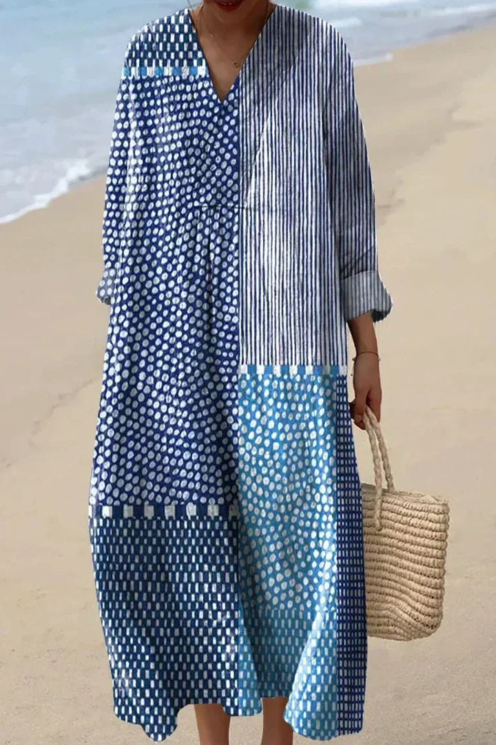 Lady's Linen Long-sleeved Dress