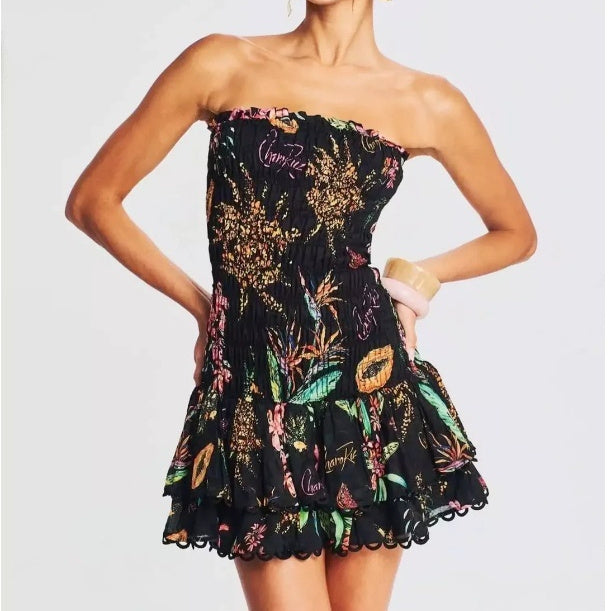 Stretchy Waist-cinching Ruffled Mini Dress That Flatters The