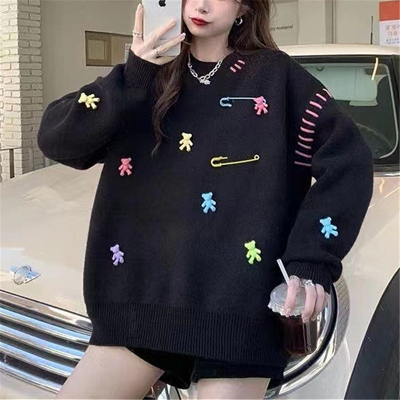 Idle Style Pin Plus Size Sweater Women's Autumn And Winter New