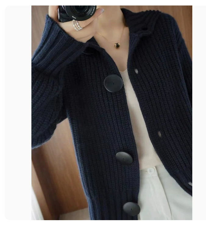 Retro Wool Cardigan Women's Short Long Sleeve Korean Style
