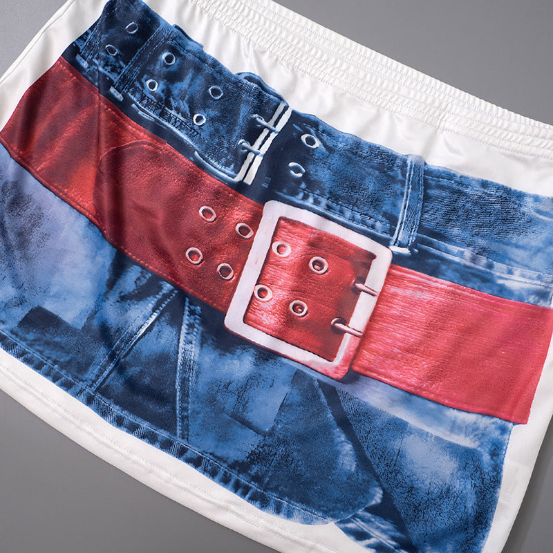 Women's Printed All-matching Short Denim Skirt