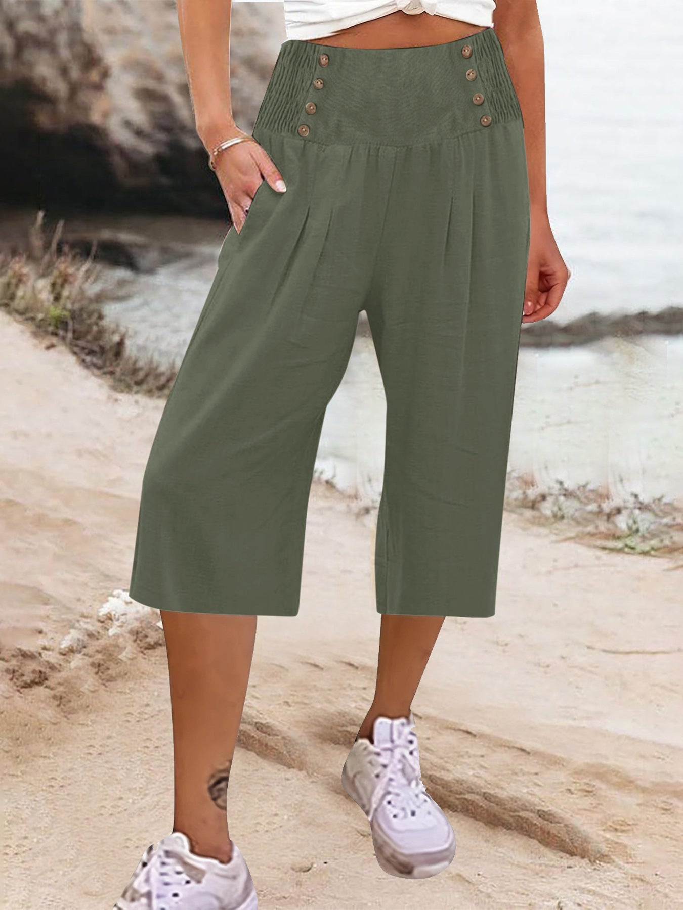 Loose Casual Cropped Pants