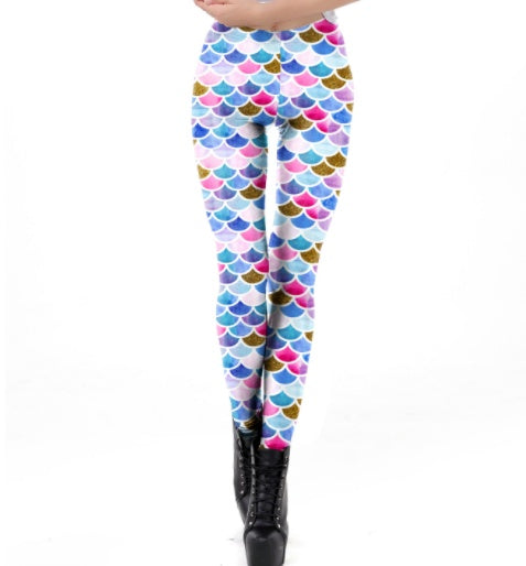 Hot-selling New Arrival Scale 3D Digital Printing Magic Color Slim-fit Pants European And American Sports Yoga Cropped Leggings