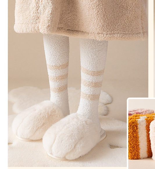Coral Velvet Socks Female Calf Sleep