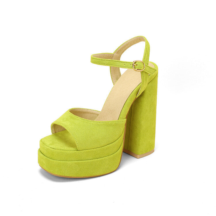 Hollow Chunky Satin High Heel Fish Mouth Women's Shoes