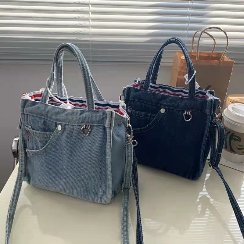 Sofistikeret Mini Denim Taske Alsidig Transportabel