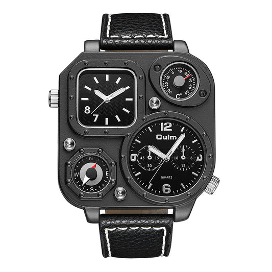 Square Punk Dual Display Dial Men's Multifunctional Sports Personality Belt Watch