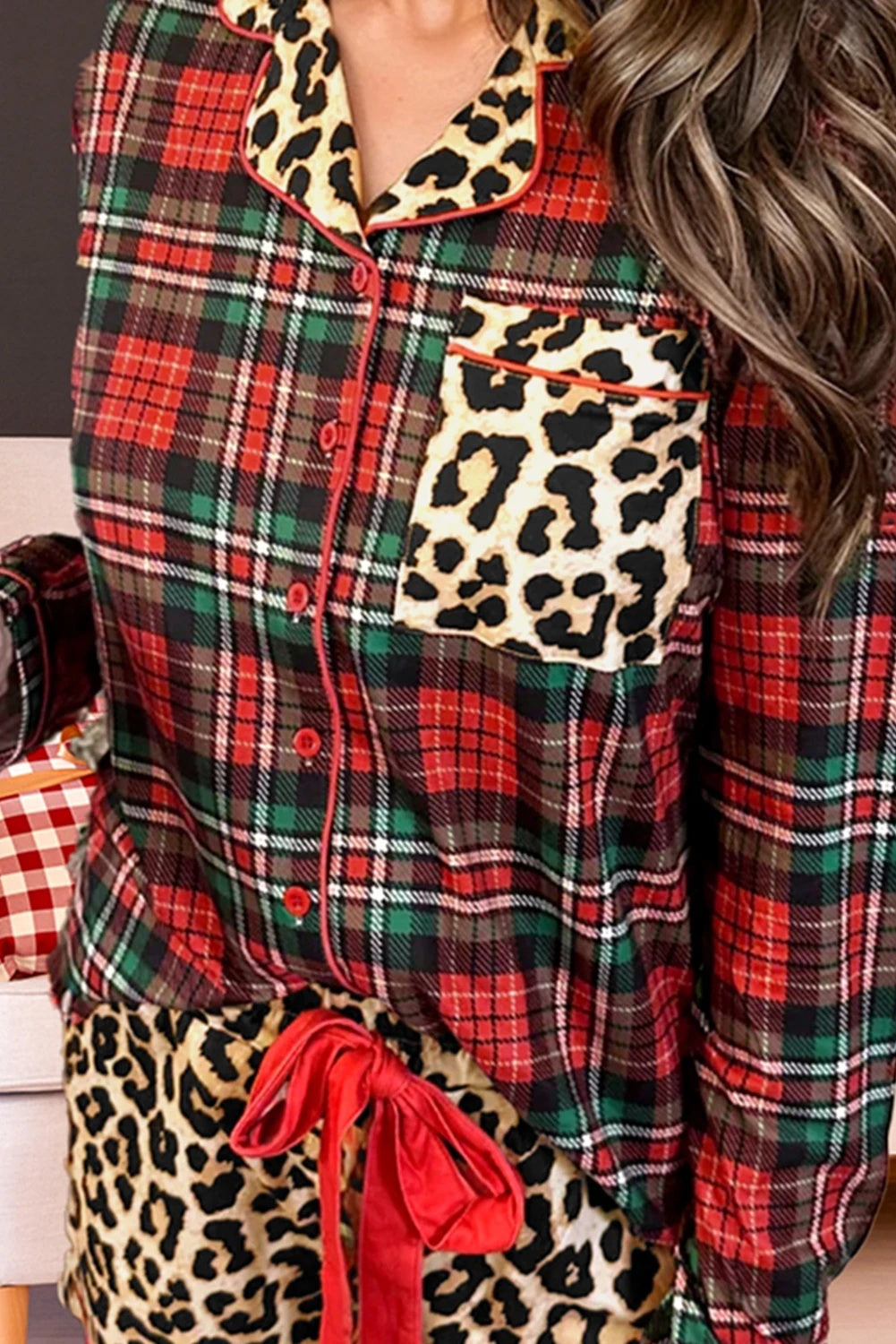 Women's Printed Stitching Pajamas Two-piece Set
