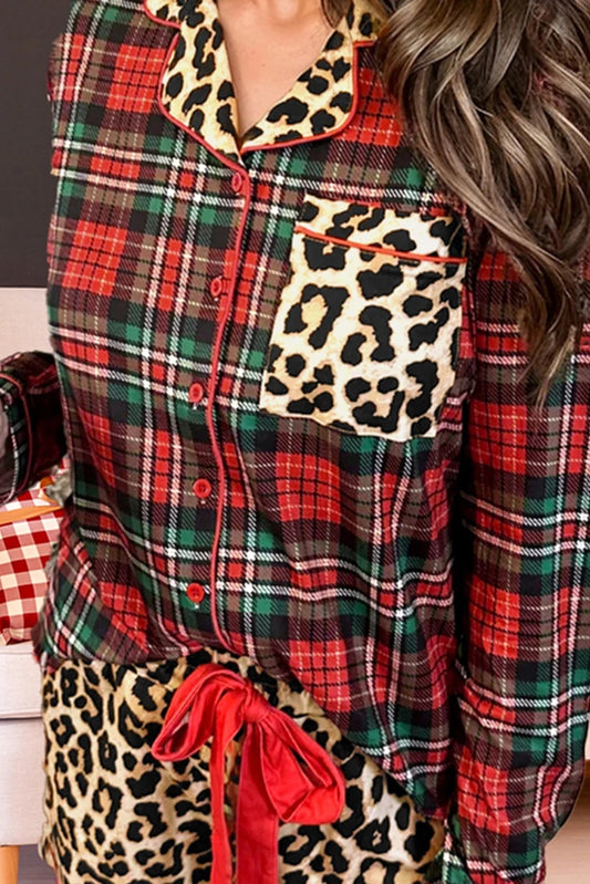 Women's Printed Stitching Pajamas Two-piece Set