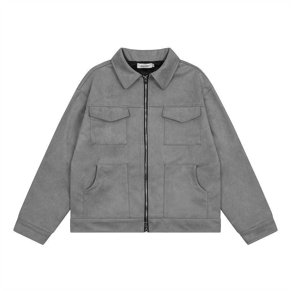 Solid Color Long Sleeve Lapel Pilot Jacket Versatile Trendy