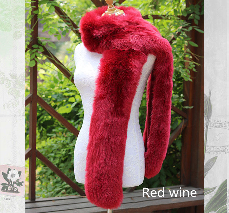 Faux Fox Fur Scarf And Fur Long Women Winter