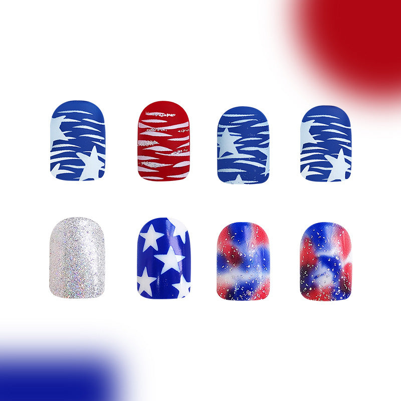Nail Tip Finished Glitter Red And Blue Combined Multicolor