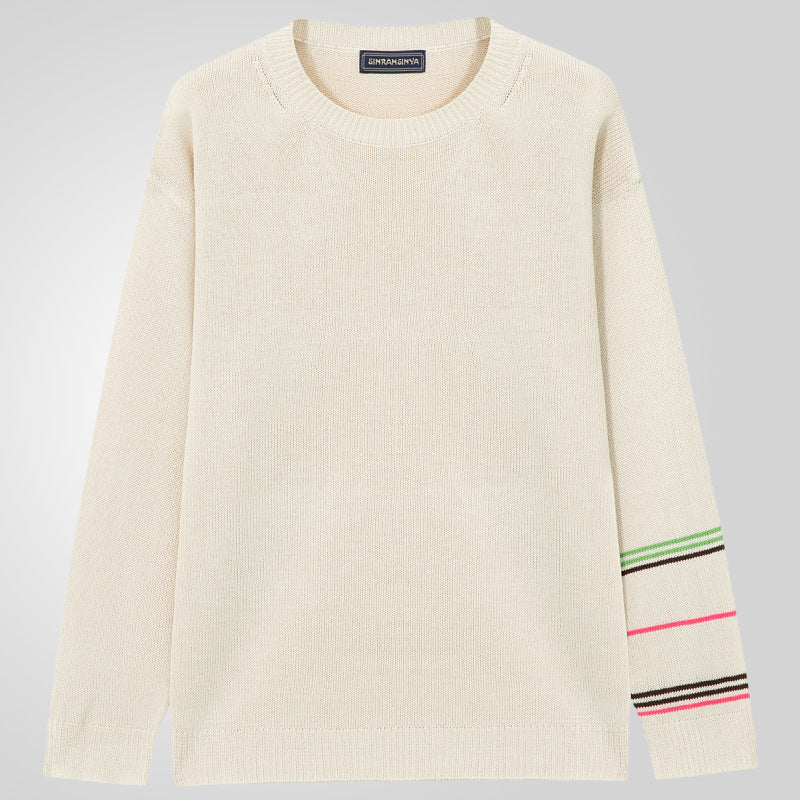 Rundhalset pullover letvægtssweater med lange ærmer