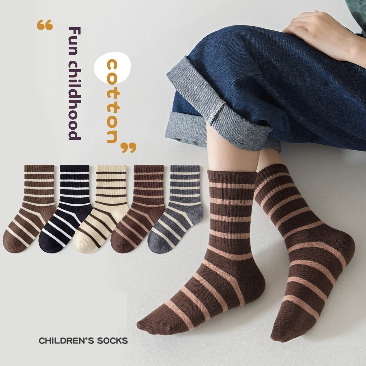 Girls' Pure Cotton Deodorant Mid-calf Socks