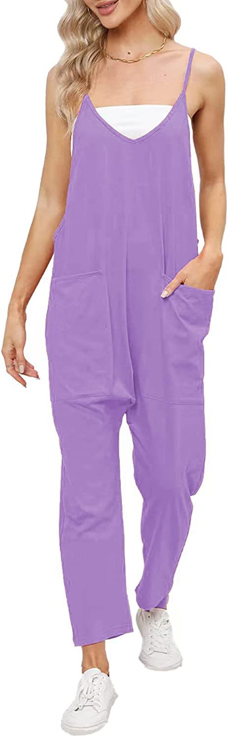 Women's Fashion Simple Large Pockets Strappy Pants