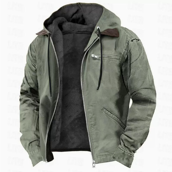 Casual Men's Fleece-lined Zip Pocket Jacket