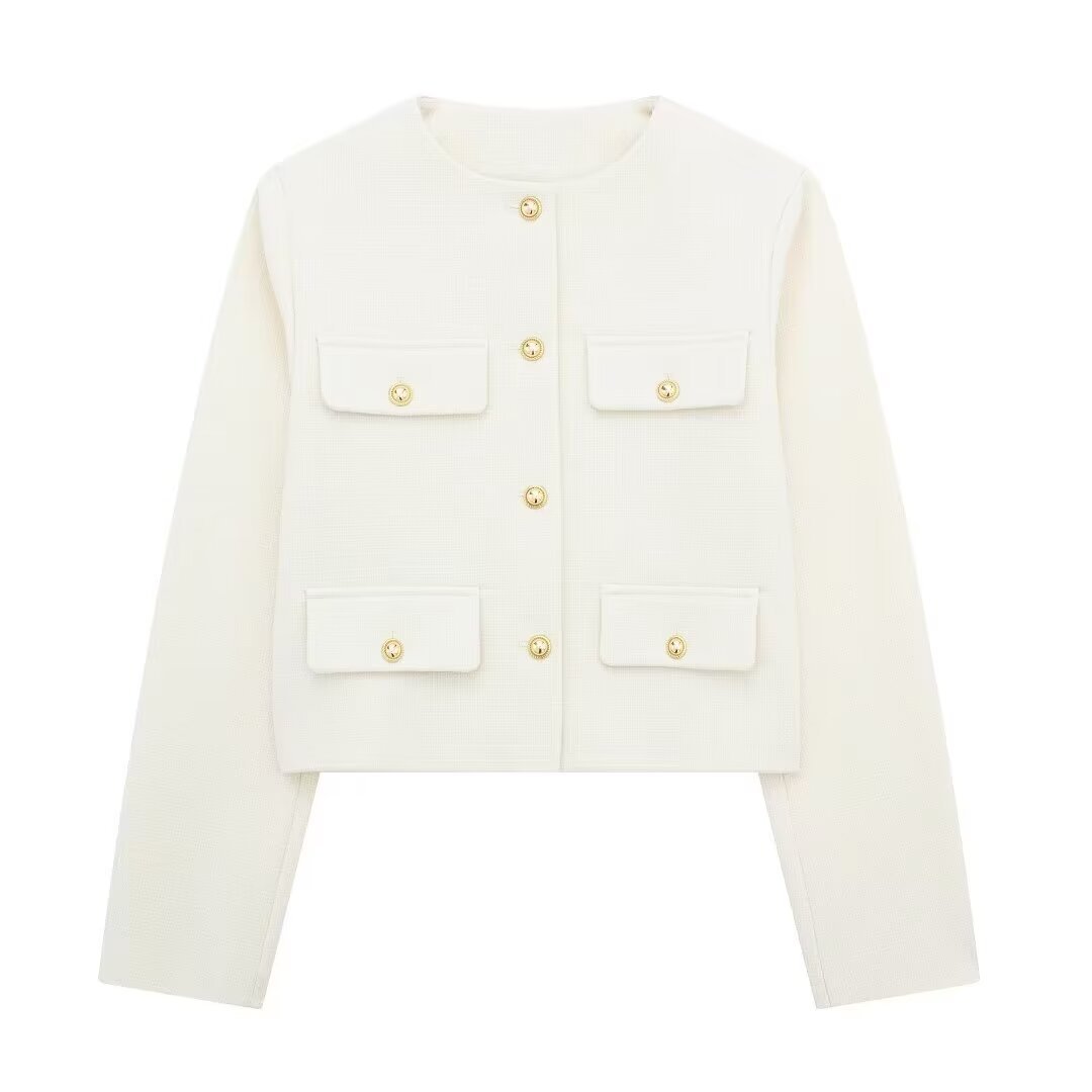 Fashion Casual All-match Flip Trim Short Coat