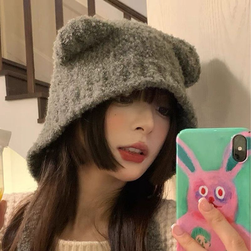 Cute Bear All-matching Warm Woolen Knitted Hat
