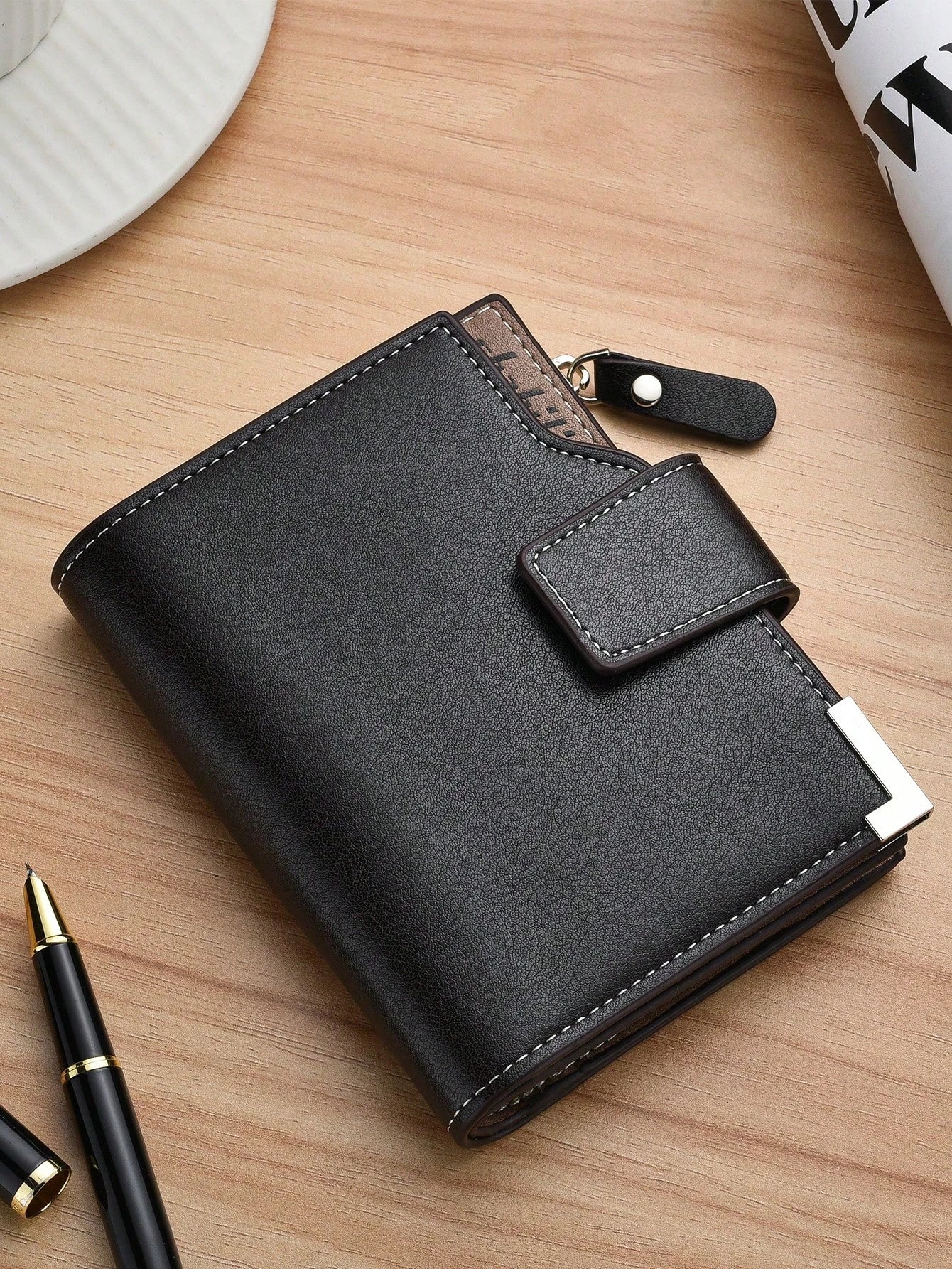 SHABILI Men'S Short Slim Wallet Multi-Slot Fashion New Style Business Soft Leather Vertical Bifold Wallet for Men Wallet Purse Wallet Men Wallet Leather