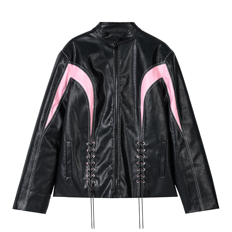 Spice Girls Lace Up Collar Long Sleeve Zip Short Jacket