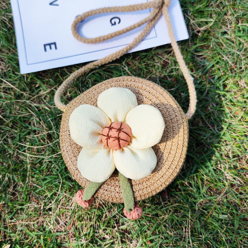 Grass Woven Bag For Children's Cute Crossbody