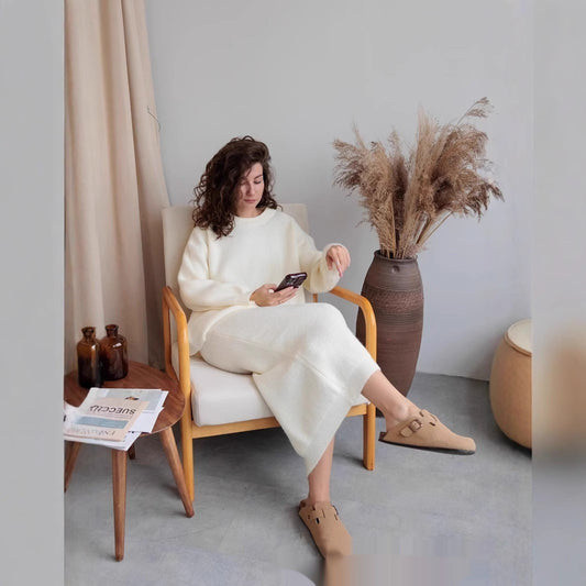 Knitted Overskirt Suit Women's Sweater Split Hip Skirt Elegant