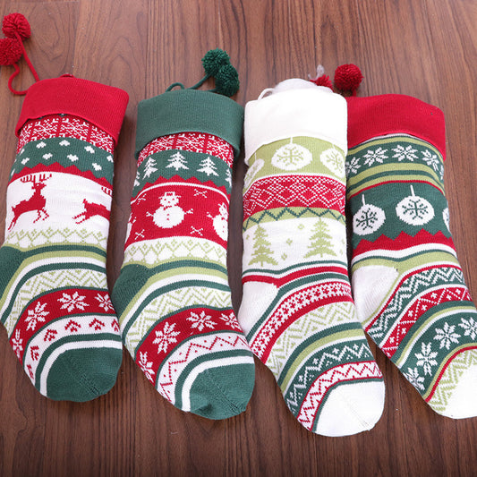 Christmas Decoration Knitted Christmas Stocking Candy Bag