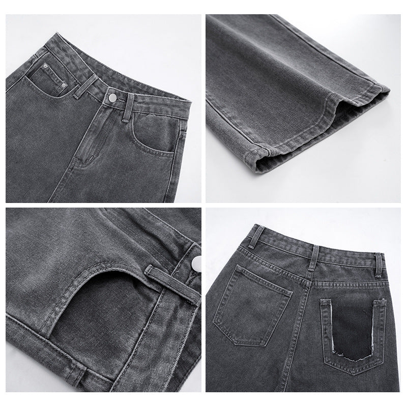 Vintage Casual Gray High Rise Straight Leg Jeans