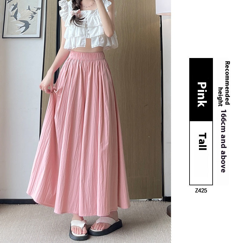 High Waist Slimming A- Line Skirt Casual Small Ice Silk Wide-leg Pants